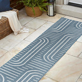 Anders High-Low MidCentury Modern Arch Stripe Two-Tone Indoor/Outdoor Area Rug