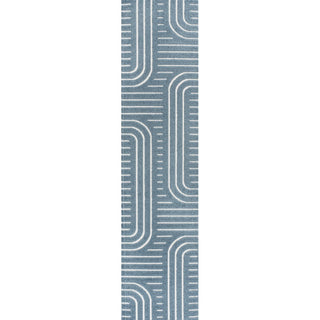 Anders High-Low MidCentury Modern Arch Stripe Two-Tone Indoor/Outdoor Area Rug