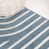 Anders High-Low MidCentury Modern Arch Stripe Two-Tone Indoor/Outdoor Area Rug