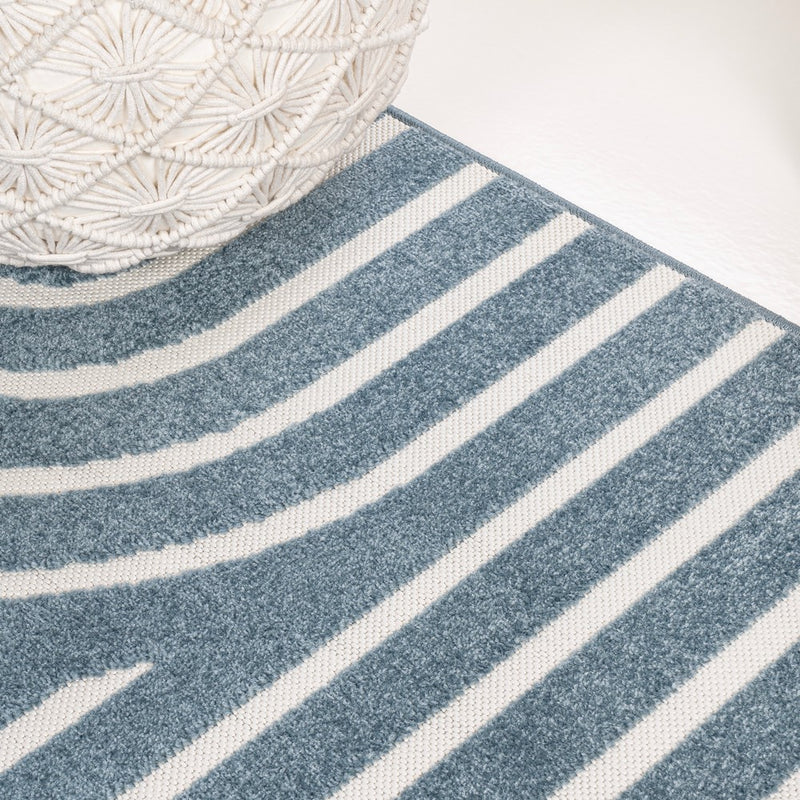Anders High-Low MidCentury Modern Arch Stripe Two-Tone Indoor/Outdoor Area Rug