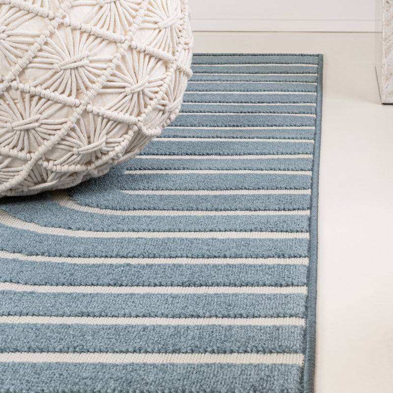 Anders High-Low MidCentury Modern Arch Stripe Two-Tone Indoor/Outdoor Area Rug