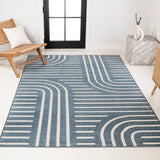 Anders High-Low MidCentury Modern Arch Stripe Two-Tone Indoor/Outdoor Area Rug