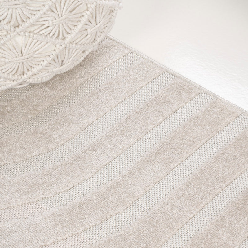 Anders High-Low MidCentury Modern Arch Stripe Two-Tone Indoor/Outdoor Area Rug