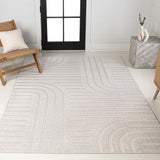 Anders High-Low MidCentury Modern Arch Stripe Two-Tone Indoor/Outdoor Area Rug
