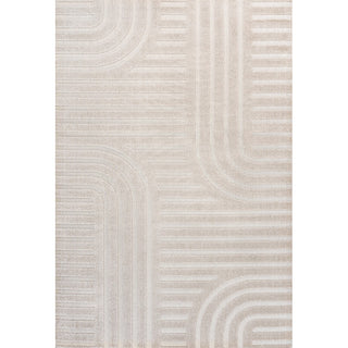 Anders High-Low MidCentury Modern Arch Stripe Two-Tone Indoor/Outdoor Area Rug