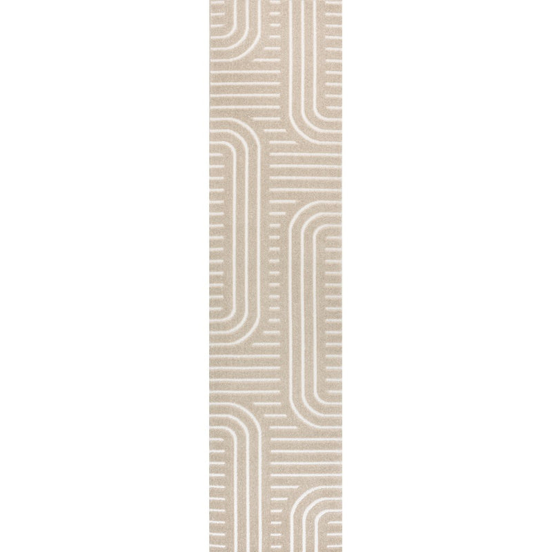Anders High-Low MidCentury Modern Arch Stripe Two-Tone Indoor/Outdoor Area Rug