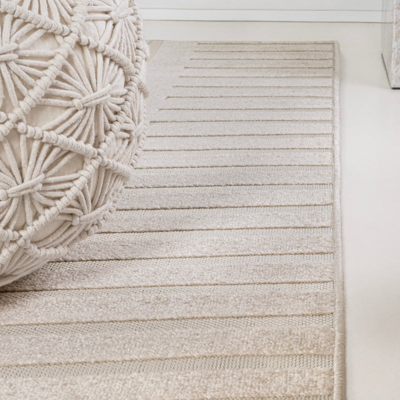 Anders High-Low MidCentury Modern Arch Stripe Two-Tone Indoor/Outdoor Area Rug