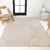 Anders High-Low MidCentury Modern Arch Stripe Two-Tone Indoor/Outdoor Area Rug
