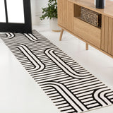 Anders High-Low MidCentury Modern Arch Stripe Two-Tone Indoor/Outdoor Area Rug