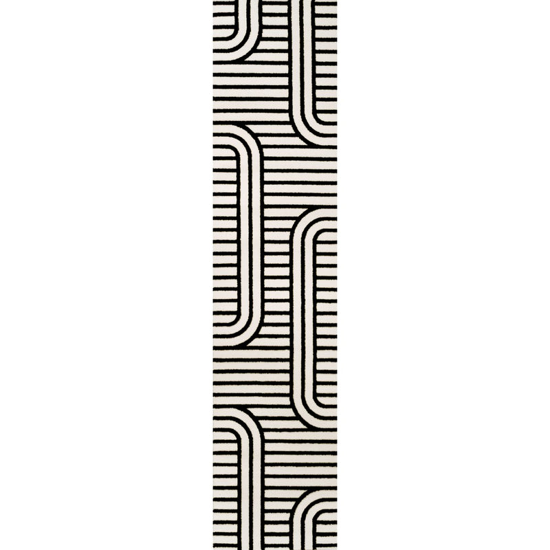 Anders High-Low MidCentury Modern Arch Stripe Two-Tone Indoor/Outdoor Area Rug
