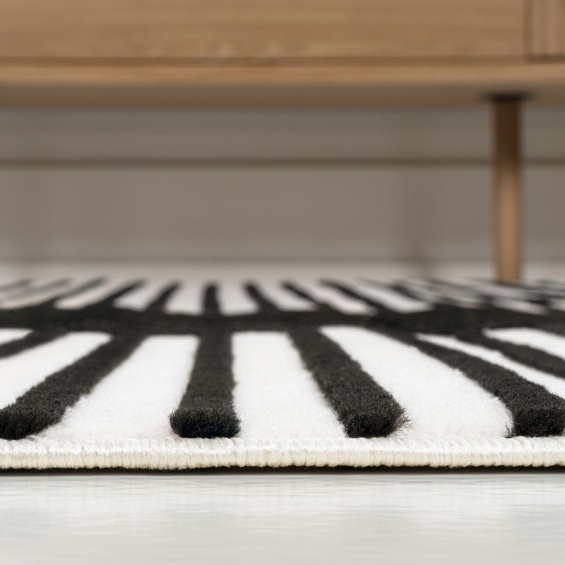 Anders High-Low MidCentury Modern Arch Stripe Two-Tone Indoor/Outdoor Area Rug