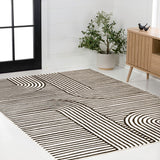 Anders High-Low MidCentury Modern Arch Stripe Two-Tone Indoor/Outdoor Area Rug