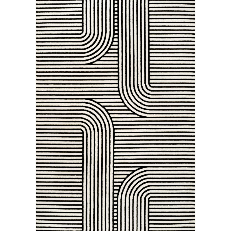 Anders High-Low MidCentury Modern Arch Stripe Two-Tone Indoor/Outdoor Area Rug