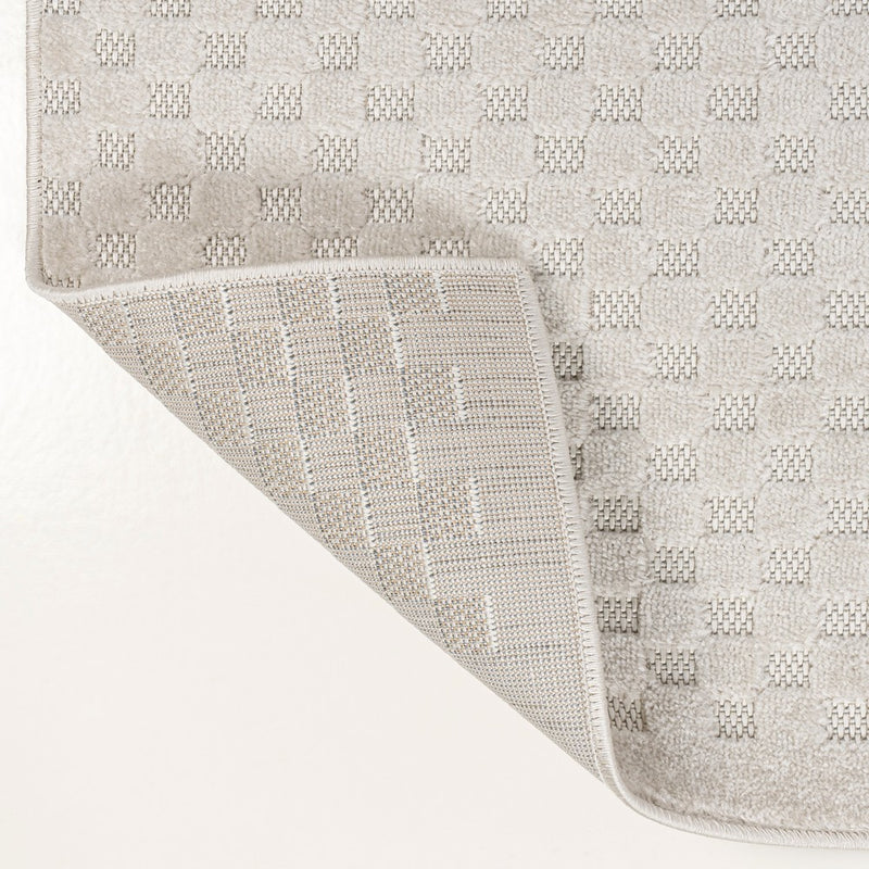 Finn High-Low Modern Minimalist Checkered Monotone Indoor/Outdoor Area Rug