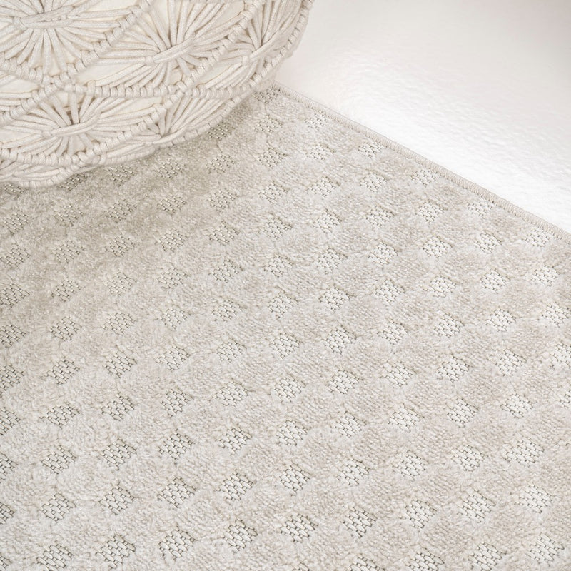 Finn High-Low Modern Minimalist Checkered Monotone Indoor/Outdoor Area Rug