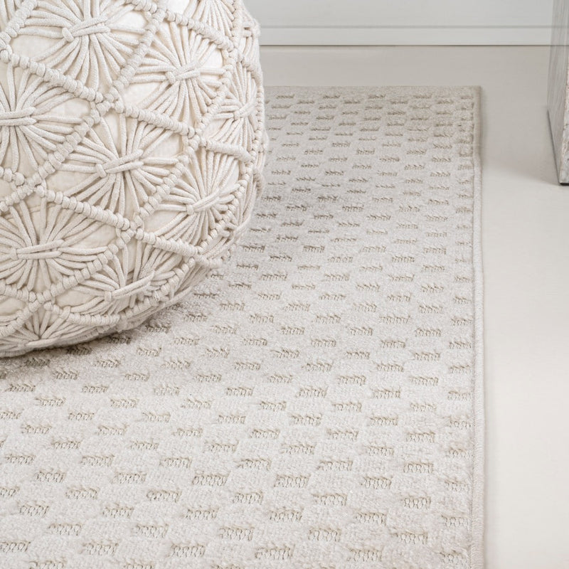 Finn High-Low Modern Minimalist Checkered Monotone Indoor/Outdoor Area Rug
