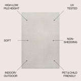 Finn High-Low Modern Minimalist Checkered Monotone Indoor/Outdoor Area Rug