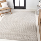 Finn High-Low Modern Minimalist Checkered Monotone Indoor/Outdoor Area Rug