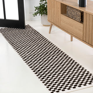 Finn High-Low Modern Minimalist Checkered Monotone Indoor/Outdoor Area Rug