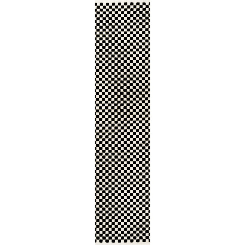Finn High-Low Modern Minimalist Checkered Monotone Indoor/Outdoor Area Rug