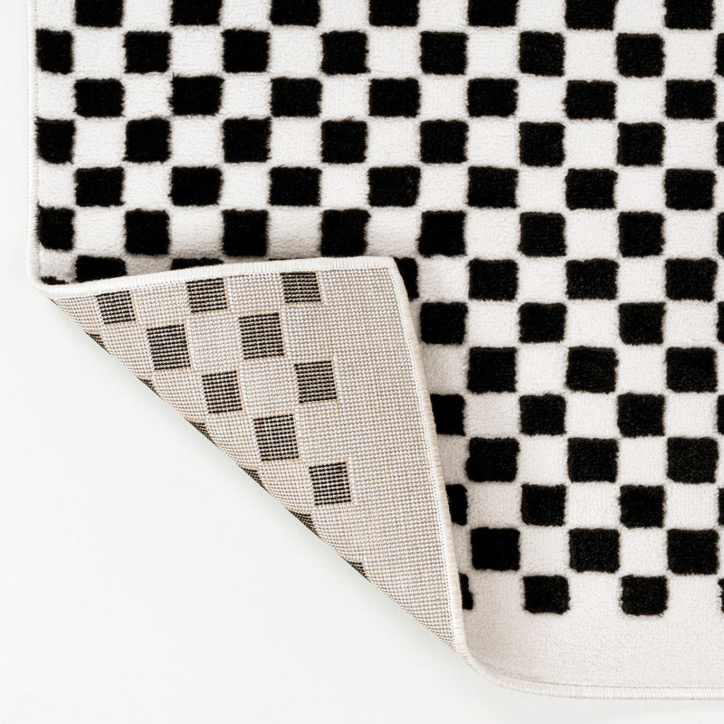 Finn High-Low Modern Minimalist Checkered Monotone Indoor/Outdoor Area Rug