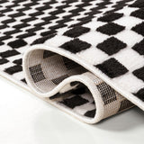 Finn High-Low Modern Minimalist Checkered Monotone Indoor/Outdoor Area Rug