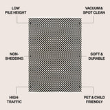 Finn High-Low Modern Minimalist Checkered Monotone Indoor/Outdoor Area Rug