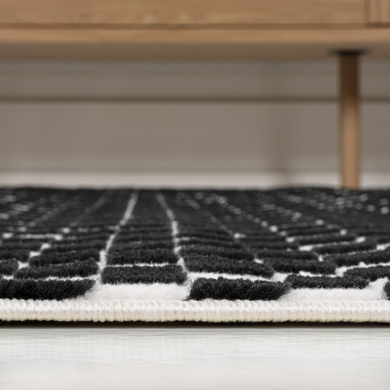Finn High-Low Modern Minimalist Checkered Monotone Indoor/Outdoor Area Rug