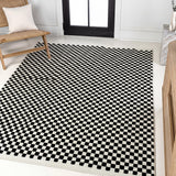 Finn High-Low Modern Minimalist Checkered Monotone Indoor/Outdoor Area Rug