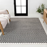 Finn High-Low Modern Minimalist Checkered Monotone Indoor/Outdoor Area Rug