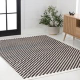 Finn High-Low Modern Minimalist Checkered Monotone Indoor/Outdoor Area Rug
