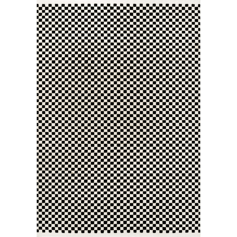 Finn High-Low Modern Minimalist Checkered Monotone Indoor/Outdoor Area Rug