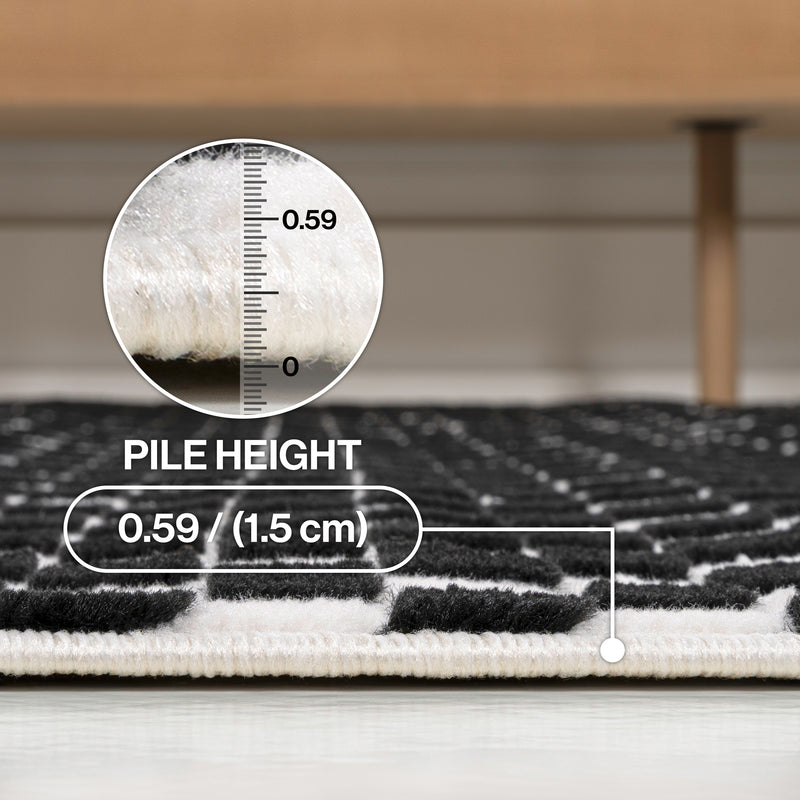 Finn High-Low Modern Minimalist Checkered Monotone Indoor/Outdoor Area Rug