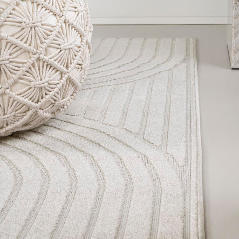 Sofia High-Low MidCentury Modern Arch Stripe Two-Tone Indoor/Outdoor Area Rug