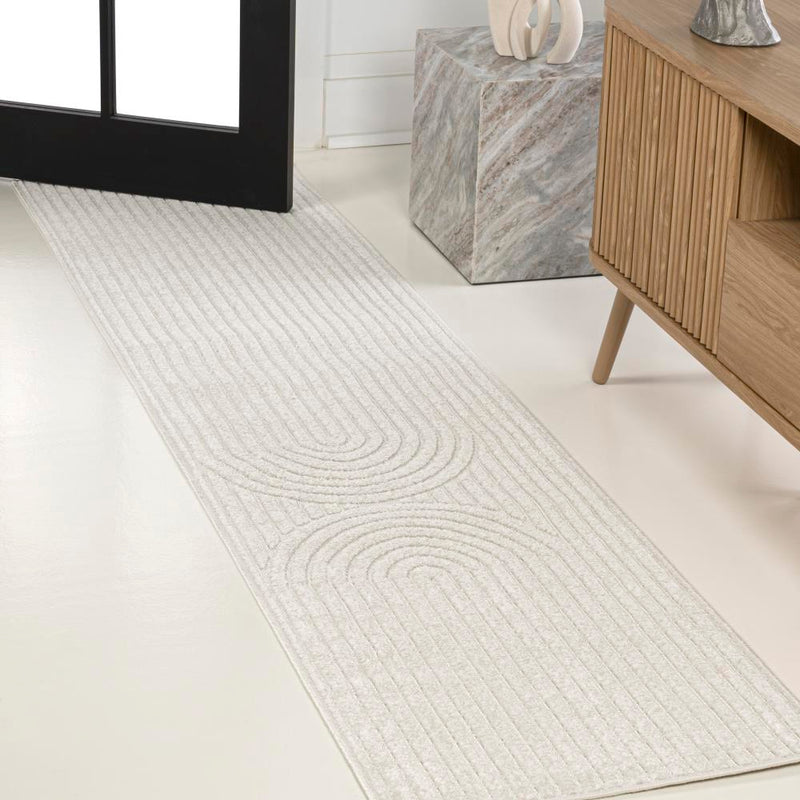 Sofia High-Low MidCentury Modern Arch Stripe Two-Tone Indoor/Outdoor Area Rug
