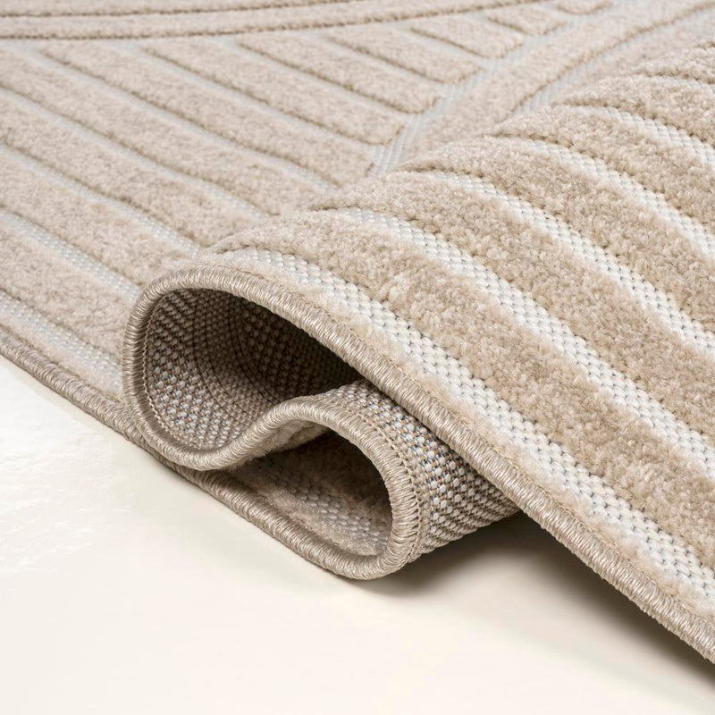 Sofia High-Low MidCentury Modern Arch Stripe Two-Tone Indoor/Outdoor Area Rug