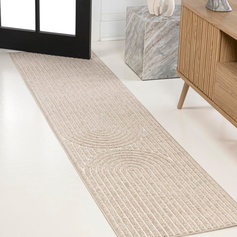 Sofia High-Low MidCentury Modern Arch Stripe Two-Tone Indoor/Outdoor Area Rug