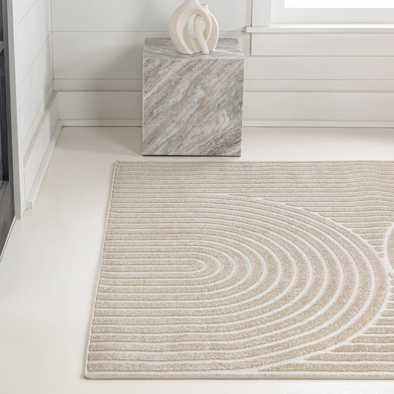 Sofia High-Low MidCentury Modern Arch Stripe Two-Tone Indoor/Outdoor Area Rug