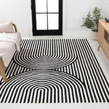 Sofia High-Low MidCentury Modern Arch Stripe Two-Tone Indoor/Outdoor Area Rug