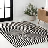 Sofia High-Low MidCentury Modern Arch Stripe Two-Tone Indoor/Outdoor Area Rug
