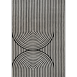 Sofia High-Low MidCentury Modern Arch Stripe Two-Tone Indoor/Outdoor Area Rug