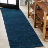 Haze Solid Low-pile Area Rug Navy