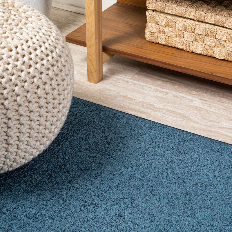 Haze Solid Low-pile Area Rug Navy