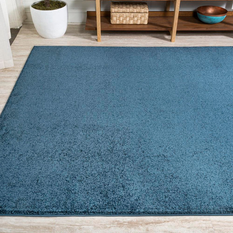 Haze Solid Low-pile Area Rug Navy