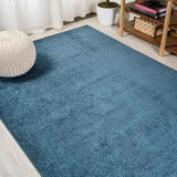 Haze Solid Low-pile Area Rug Navy