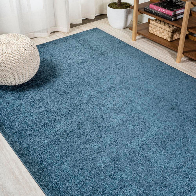 Haze Solid Low-pile Area Rug Navy