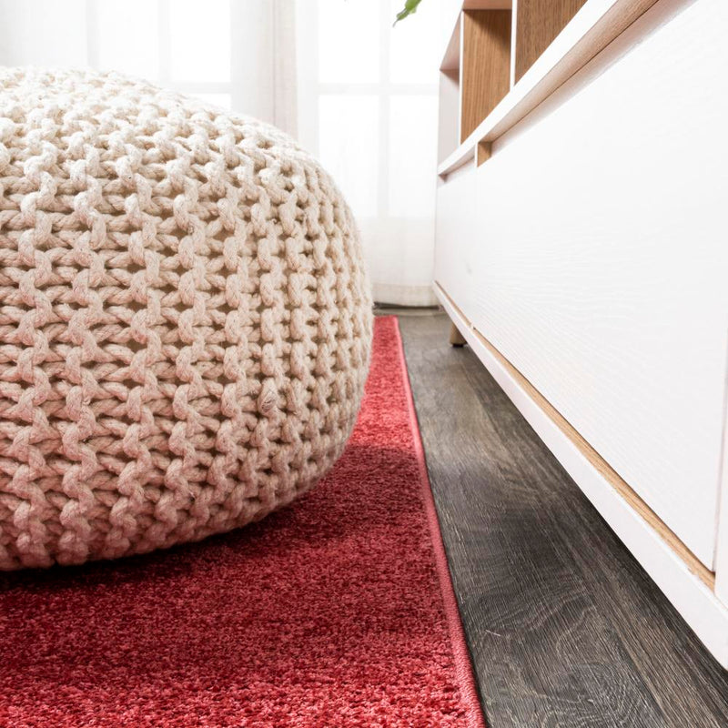 Haze Solid Low-pile Area Rug Red
