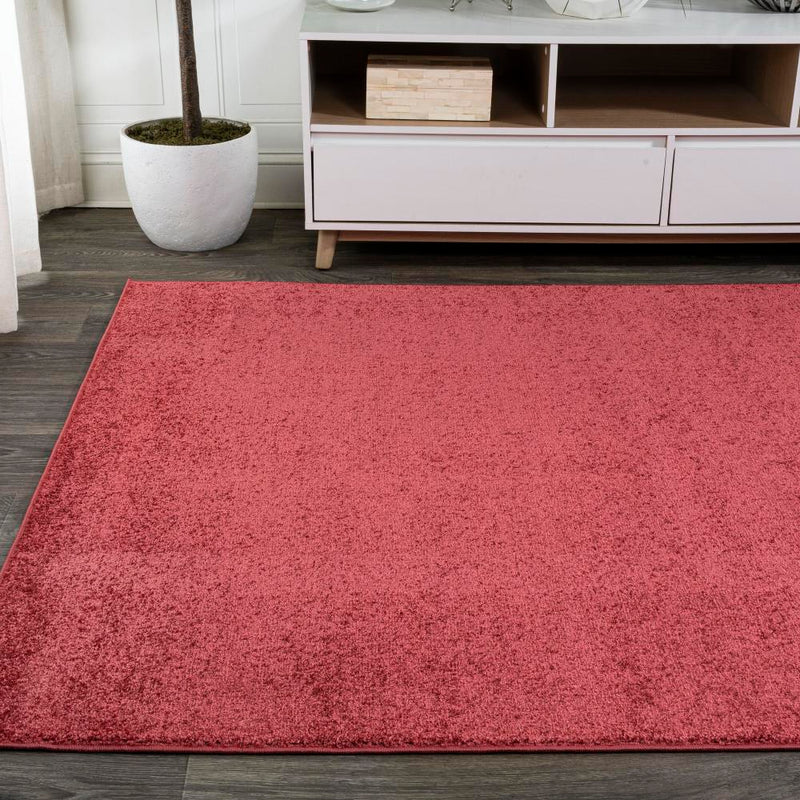 Haze Solid Low-pile Area Rug Red