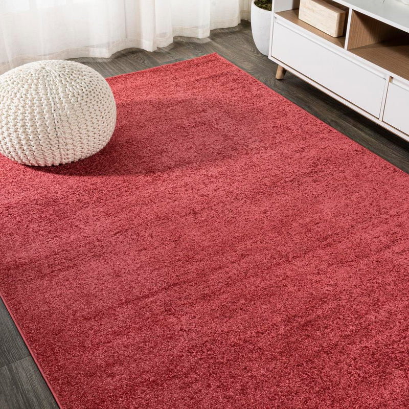 Haze Solid Low-pile Area Rug Red
