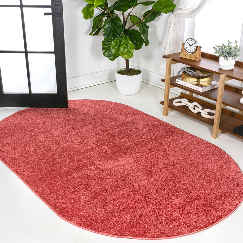 Haze Solid Low-pile Area Rug Red